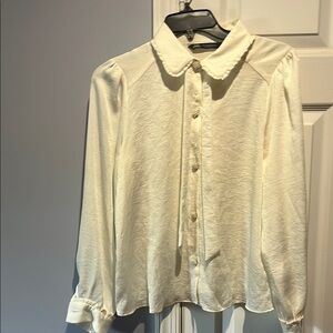 Zara Cream 3/4 Sleeve Blouse with Peter Pan Collar